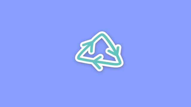 Eco Friendly Sticker / Teal Recycle Symbol with Three Arrows, Sticker Pop Up for Recycling Explainers, Circular Economy Lessons and Eco Promos / Horizontal / Part 24