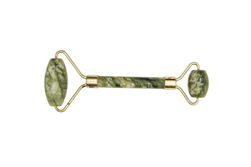 Jade roller with gold handle isolated on transparent PNG background © Jair Fonseca