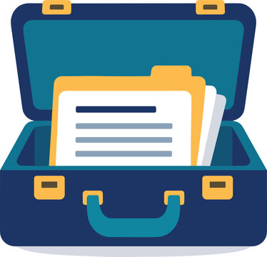 Open Briefcase with Documents and Folders