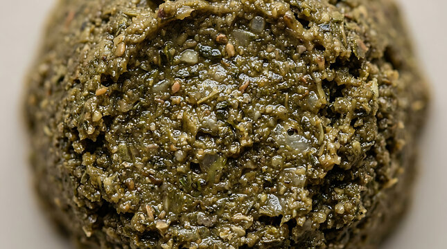 Close-up of Za'atar paste, Middle Eastern herb and spice blend, food texture