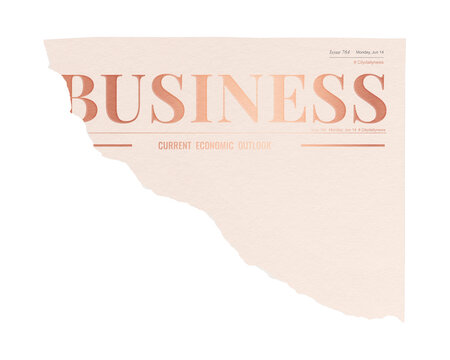 Feminine business png ripped newspaper sticker, rose gold nameplate design, transparent background