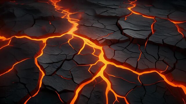 Molten Lava Flowing Through Cracked Earth 4K Generative AI