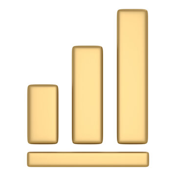 Bar charts icon png sticker, 3D gold design, transparent background