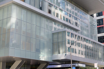 Obraz premium exterior building facade and sign of The Ritz-Carlton, Toronto, a hotel, located at 181 Wellington Street West