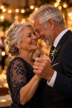 Close-up of Elderly Couple's Clasped Hands While Dancing