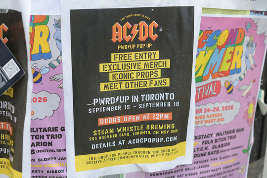 street posters in Toronto (AC/DC PWR UP POP UP at Steam Whistle Brewing)