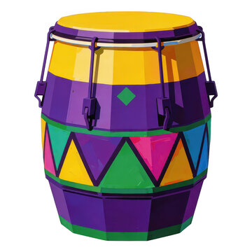 Colorful Conga Drum Isolated Transparent Background