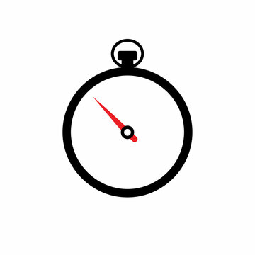 Classic stopwatch icon with black casing and red needle indicating a short time interval PNG Isolated on transparent background