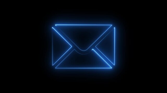 red colour neon glowing message box icon animation text box inbox dialogue box chat conversation notification box sign Neon Email Icon 4k video.