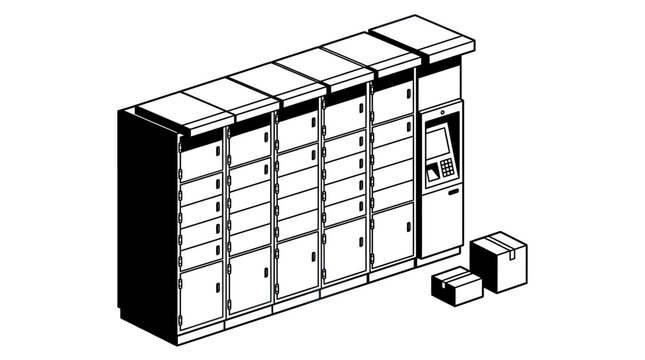 Automated parcel locker system for convenient package delivery and pickup.