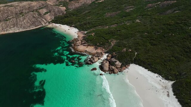 Aerial video of Hellfire Bay beaches, Esperance, Western Australia, Australia