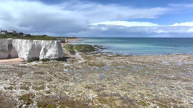 Botany Bay and Kingsgate Bay from a drone, Broadstairs, Kent, England, United Kingdom