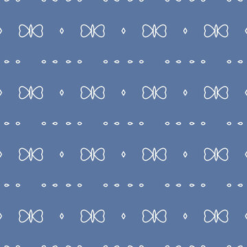 Seamless blue geometric pattern with abstract bow tie shapes