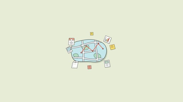 Creative illustration symbolizing business intelligence, growth forecasting, and strategic decision-making with charts and planning elements for modern enterprises