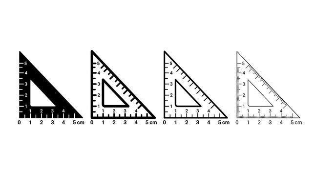 Triangle ruler set square icons in multiple stroke weights.