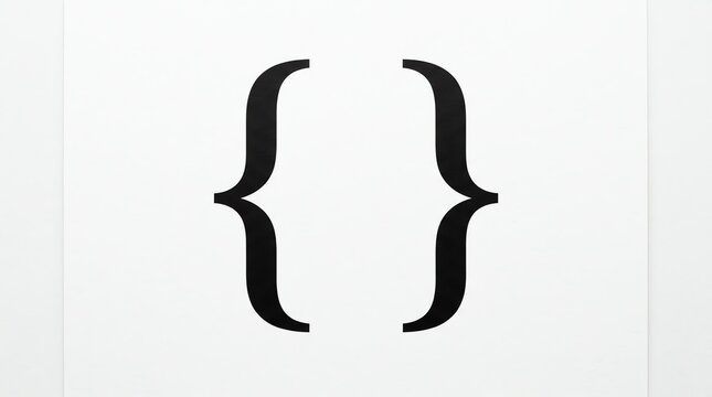 Minimalist Curly Bracket Symbol Design on Clean White Background for Programming and Coding Concepts