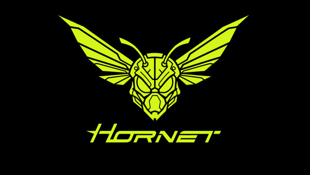 A stylized, geometric, neon yellow hornet logo with the word "HORNET" below it on a black background.