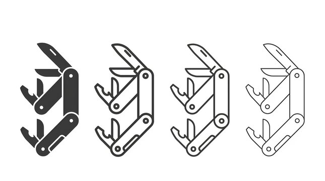 Folding pocket multi-tool icons in four graphic styles.