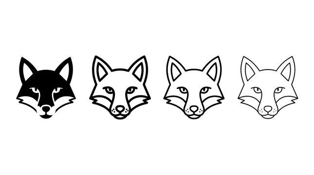 Fox head icons in four different line weight styles.