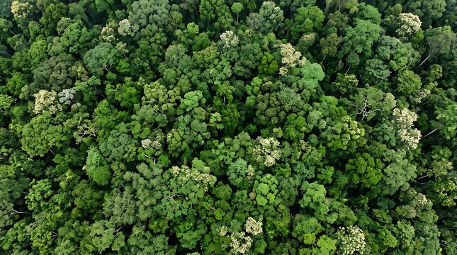 Aerial view of dense green forest canopy