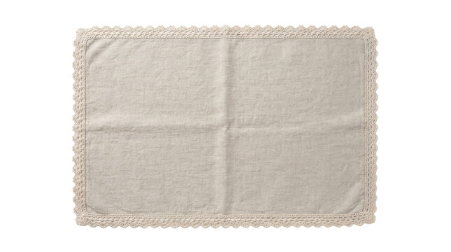 Natural unbleached linen placemat with beige crochet loop edge border