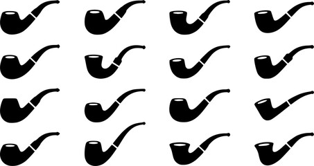 Obraz premium A black silhouette of a curved tobacco pipe on a white background silhouette 