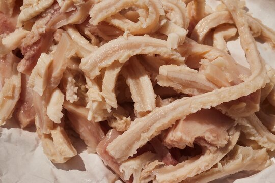 Shredded tripe from Genoa, Liguria, Italy. A historic street food dish.