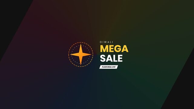 Dark Gradient Mega Sale Banner with Star Icon and Bold Text