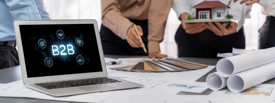 Business person navigates B2B landscape, harness technology to enhance business-to-business connections. Discover reshapes B2B interaction, driving innovation in business-to-businesses strategy. brisk