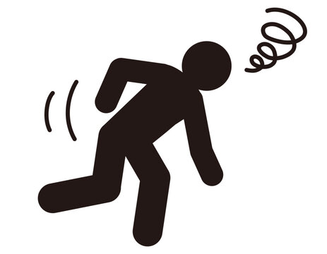 Dizzy Person Pictogram, Unsteady Walking, Dizziness, Loss of Balance and Vertigo