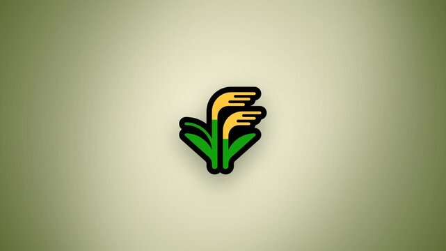 Abstract corn plant icon on gradient green background
