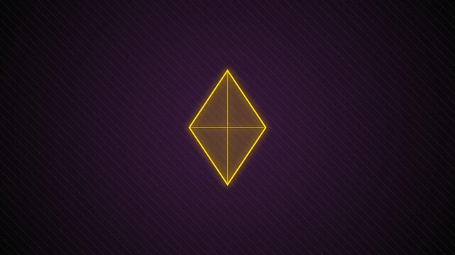 Geometric diamond shape with glowing outline on dark background