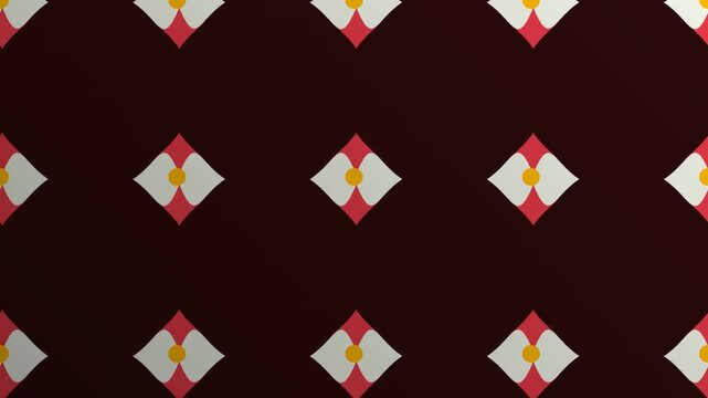Geometric diamond pattern with red and white on dark background