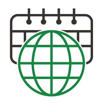 Calendar with globe, earth day calendar logo vector.