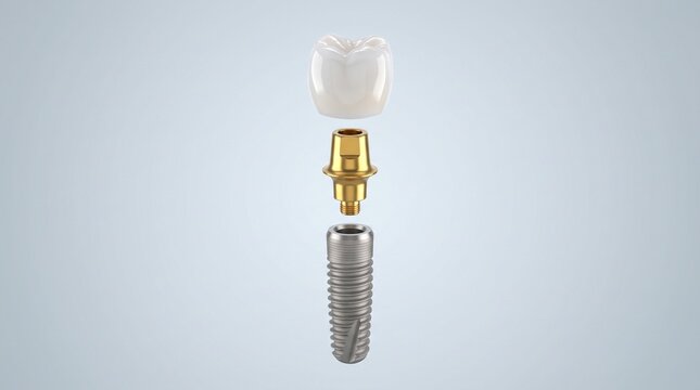Dental implant components isolated on white background
