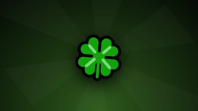 Green four-leaf clover icon on dark radial background