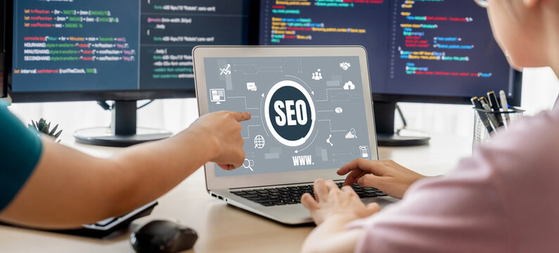 SEO search engine optimization for brisk e-commerce and online retail business showing on computer screen