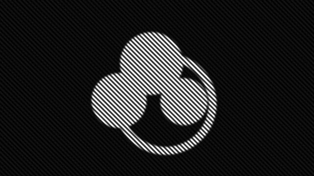 Abstract circular logo with striped pattern on black background