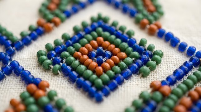 Traditional Beadwork Pattern Close Up Detail