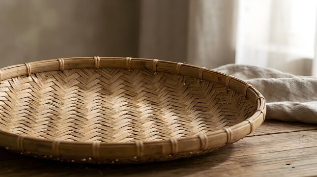 Traditional Winnowing Basket Close Up Shot