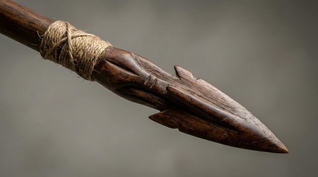 Traditional Wooden Spear Close Up Detail