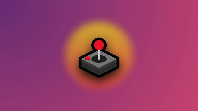Retro joystick icon on vibrant gradient background