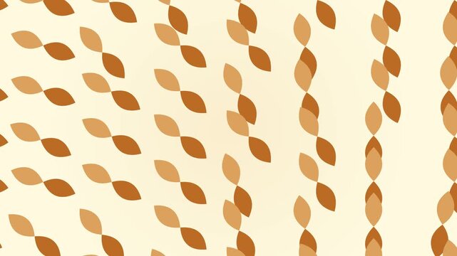 Seamless abstract pattern with curved brown leaves on beige background
