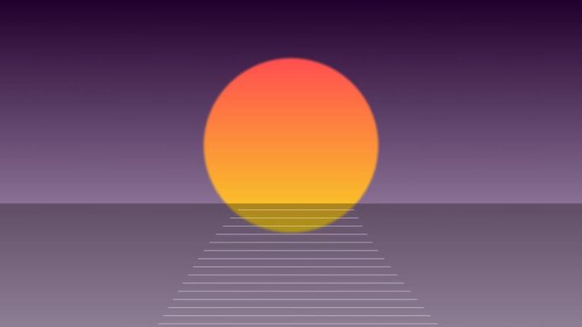 Abstract sunset with gradient colors over a geometric horizon