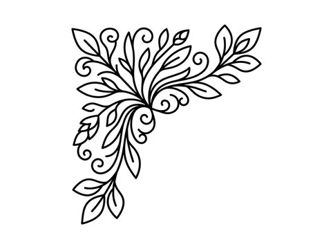 Black elegant acanthus leaf decorative corner design