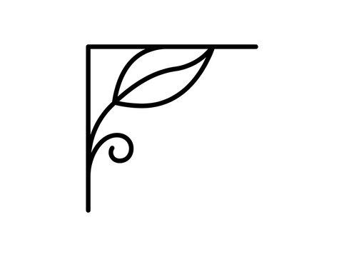 Minimalist corner bracket with leaf design vector illustration