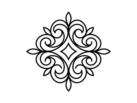 Elegant black floral decorative swirl design