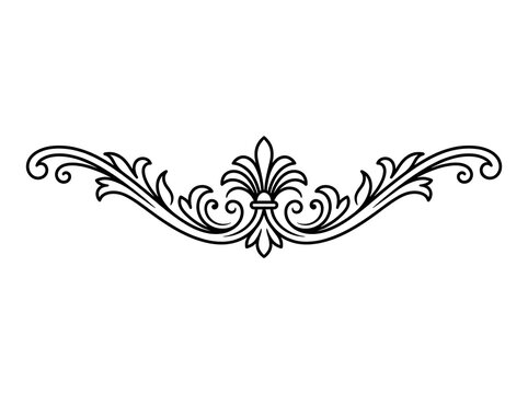 Elegant black decorative floral scroll border design