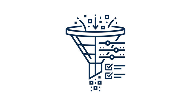 Data filtering funnel with checklist and settings