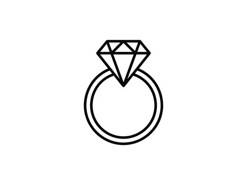 Simple engagement ring with brilliant cut diamond illustration